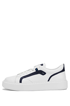 Tamer Tanca Erkek Hakiki Deri Beyaz Sneakers & Spor Ayakkabı 987 098 ERK AYK Y24 BEYAZ/LACI