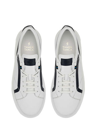 Tamer Tanca Erkek Hakiki Deri Beyaz Sneakers & Spor Ayakkabı 987 098 ERK AYK Y24 BEYAZ/LACI