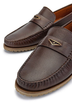 Tamer Tanca Erkek Hakiki Deri Fındık Loafer Ayakkabı 355 13973 ERK AYK Y24 FINDIK