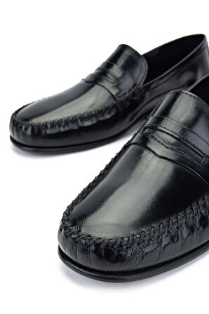 Daniele Lepori Erkek Hakiki Deri Siyah Loafer Ayakkabı 1018 991 ERK AYK Y24 NERO
