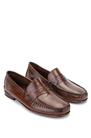 Daniele Lepori Erkek Hakiki Deri Kahverengi Loafer Ayakkabı 1018 991 ERK AYK Y24 MARRONE