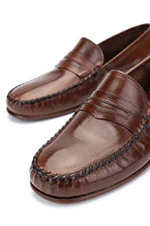 Daniele Lepori Erkek Hakiki Deri Kahverengi Loafer Ayakkabı 1018 991 ERK AYK Y24 MARRONE