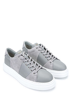 Tamer Tanca Erkek Hakiki Deri Sneakers & Spor Ayakkabı 352 20352 ERK AYK Y24 GRI ANL/TAS SUET