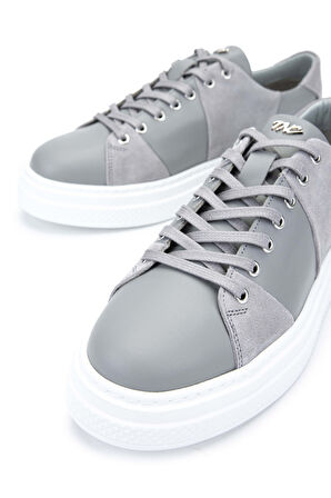 Tamer Tanca Erkek Hakiki Deri Sneakers & Spor Ayakkabı 352 20352 ERK AYK Y24 GRI ANL/TAS SUET