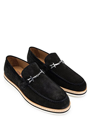 Tamer Tanca Erkek Hakiki Deri Siyah Süet Loafer Ayakkabı 285 3864 ERK AYK Y/24 SIYAH SUET