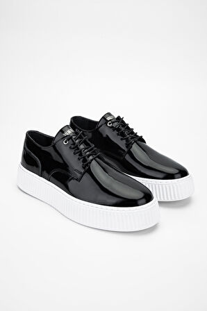 Valmenti AdenErkek Siyah Rugan Hakiki Deri Sneakers & Spor Ayakkabı 352 20421 ERK AYK Y24