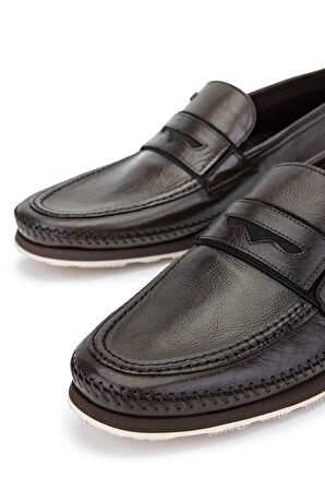 Tamer Tanca Erkek Hakiki Deri Kahverengi Loafer Ayakkabı 1016 128 ERK AYK Y24 KAHVE VIC