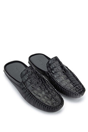 Tamer Tanca Erkek Hakiki Deri Siyah Terlik 355 14360 ERK TRLK Y24 SIYAH TMSH