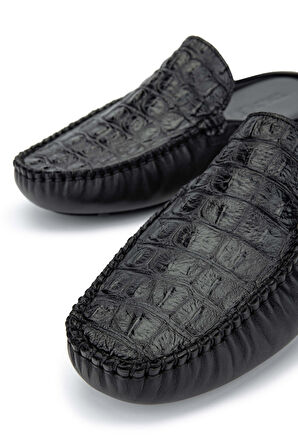 Tamer Tanca Erkek Hakiki Deri Siyah Terlik 355 14360 ERK TRLK Y24 SIYAH TMSH