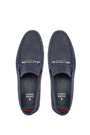 Tamer Tanca Erkek Hakiki Deri Lacivert Nubuk Loafer Ayakkabı 1008 3318 ERK AYK Y24 LACI NBK