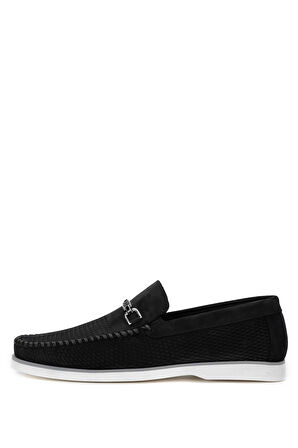 Tamer Tanca Erkek Hakiki Deri Siyah Nubuk Loafer Ayakkabı 1008 3318 ERK AYK Y24 SIYAH NBK