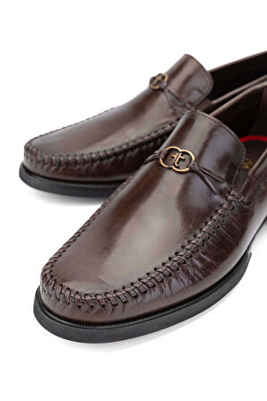 Tamer Tanca Erkek Hakiki Deri Kahverengi Loafer Ayakkabı 1008 2829 ERK AYK Y24 KAHVE BFL