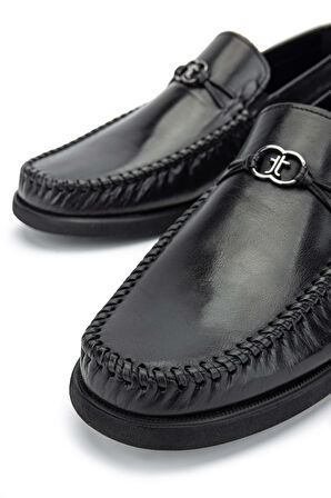 Tamer Tanca Erkek Hakiki Deri Siyah Loafer Ayakkabı 1008 2829 ERK AYK Y24 SIYAH BFL