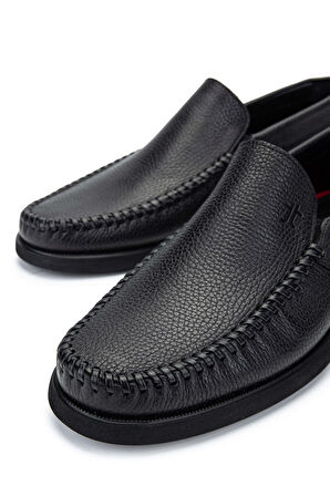 Tamer Tanca Erkek Hakiki Deri Siyah Loafer Ayakkabı 1008 2828 ERK AYK Y24 SIYAH GYK