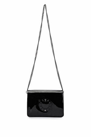 Dolce Kadın Suni Deri Siyah Rugan Postacı Çanta 1025 248031-1 BN CANTA Y24 BLACK RGN