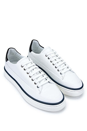 Tamer Tanca Erkek Hakiki Deri Beyaz Sneakers & Spor Ayakkabı 698 1102-1 ERK AYK Y24 BEYAZ