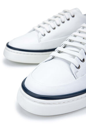 Tamer Tanca Erkek Hakiki Deri Beyaz Sneakers & Spor Ayakkabı 698 1102-1 ERK AYK Y24 BEYAZ