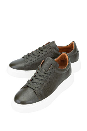 Tamer Tanca Erkek Hakiki Deri Yeşil Sneakers & Spor Ayakkabı 04 2501 ERK AYK Y23 HAKI FLTR