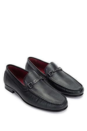 Tamer Tanca Erkek Hakiki Deri Siyah Loafer Ayakkabı 537 3189-1 ERK AYK Y24 SIYAH GYK