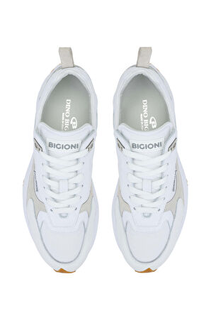 Dino Bigioni Erkek Tekstil/Hakiki Deri Beyaz Sneakers & Spor Ayakkabı 1026 5010 ERK AYK Y24 WHITE