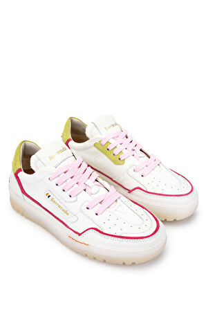 Barracuda Kadın Hakiki Deri Beyaz Sneakers & Spor Ayakkabı 511 BD1396B BN AYK Y24 WHITE/FLMNG/ORTS