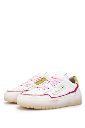 Barracuda Kadın Hakiki Deri Beyaz Sneakers & Spor Ayakkabı 511 BD1396B BN AYK Y24 WHITE/FLMNG/ORTS