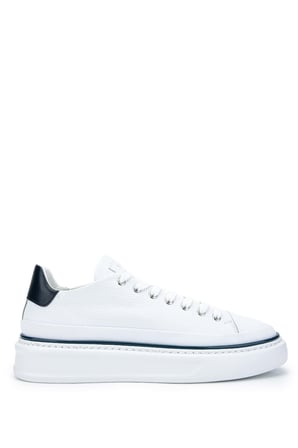 Fabi Erkek Hakiki Deri Beyaz/Mavi Sneakers & Spor Ayakkabı 510 FU0827C ERK AYK Y24 BIANCO/BLU