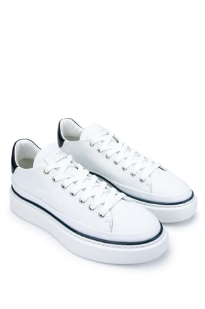 Fabi Erkek Hakiki Deri Beyaz/Mavi Sneakers & Spor Ayakkabı 510 FU0827C ERK AYK Y24 BIANCO/BLU