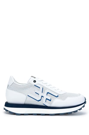Fabi Erkek Hakiki Deri Beyaz/Mavi Sneakers & Spor Ayakkabı 510 FU0876B ERK AYK Y24 BIANCO/BLU