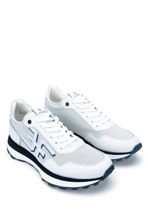Fabi Erkek Hakiki Deri Beyaz/Mavi Sneakers & Spor Ayakkabı 510 FU0876B ERK AYK Y24 BIANCO/BLU