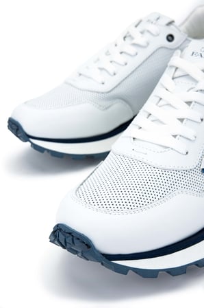 Fabi Erkek Hakiki Deri Beyaz/Mavi Sneakers & Spor Ayakkabı 510 FU0876B ERK AYK Y24 BIANCO/BLU