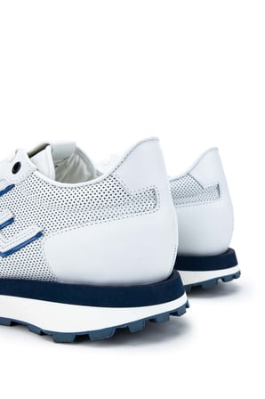 Fabi Erkek Hakiki Deri Beyaz/Mavi Sneakers & Spor Ayakkabı 510 FU0876B ERK AYK Y24 BIANCO/BLU