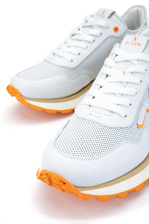 Fabi Erkek Hakiki Deri Beyaz/Turuncu Sneakers & Spor Ayakkabı 510 FU0876B ERK AYK Y24 BIANCO/ARANCIO