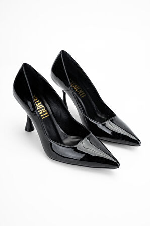 Valmenti AnyaKadın Siyah Rugan Hakiki Deri Topuklu Ayakkabı 22 3374 BN AYK Y24