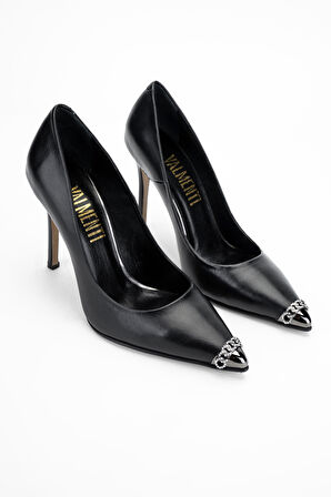 Valmenti CieloKadın Siyah Hakiki Deri Topuklu Ayakkabı 22 3369 BN AYK Y24