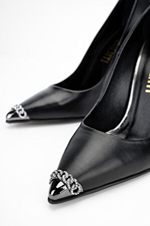 Valmenti CieloKadın Siyah Hakiki Deri Topuklu Ayakkabı 22 3369 BN AYK Y24