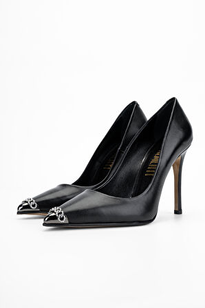 Valmenti CieloKadın Siyah Hakiki Deri Topuklu Ayakkabı 22 3369 BN AYK Y24