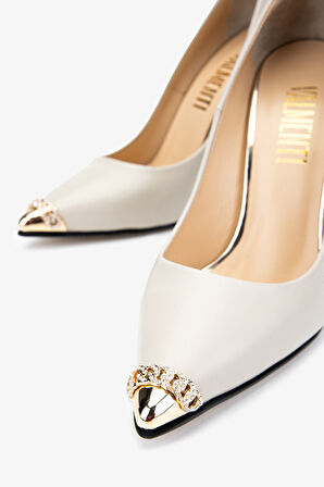 Valmenti Cielo Kadın Bej Hakiki Deri Topuklu Ayakkabı 22 3369 BN AYK Y24