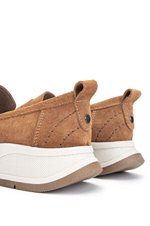 Tamer Tanca Kadın Hakiki Deri Tütün Süet Loafer Ayakkabı 231 414Y BN AYK Y24 TUTUN SUET