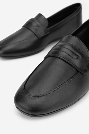 Valmenti Maxii Kadın Siyah Hakiki Deri Loafer Ayakkabı 961 1996-96 BN AYK Y24