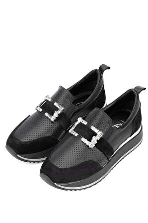 Tamer Tanca Kadın Hakiki Siyah Deri Sneakers & Spor Ayakkabı 923 TT-900 BN AYK Y24 SIYAH DR