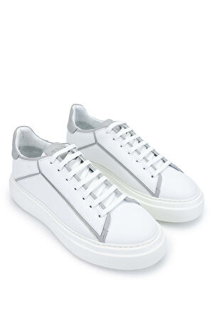 Tamer Tanca Erkek Hakiki Deri Beyaz Sneakers & Spor Ayakkabı 698 1080-3 ERK AYK Y24 BEYAZ/GRI
