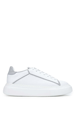 Tamer Tanca Erkek Hakiki Deri Beyaz Sneakers & Spor Ayakkabı 698 1080-3 ERK AYK Y24 BEYAZ/GRI