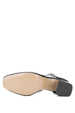 Tamer Tanca Kadın Vegan Siyah Rugan Topuklu Ayakkabı 886 24-101 BN AYK Y24 SIYAH RGN