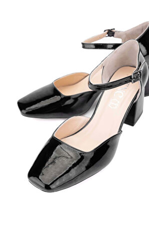 Tamer Tanca Kadın Vegan Siyah Rugan Topuklu Ayakkabı 886 24-101 BN AYK Y24 SIYAH RGN