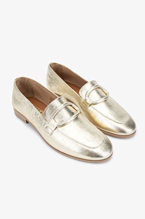 Valmenti Kadın Altın Hakiki Deri Loafer Ayakkabı 824 3405 BN AYK SK23/24
