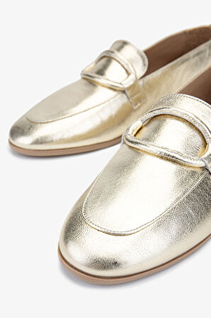 Valmenti Kadın Altın Hakiki Deri Loafer Ayakkabı 824 3405 BN AYK SK23/24