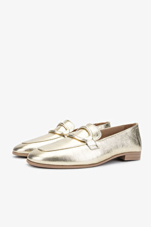 Valmenti Kadın Altın Hakiki Deri Loafer Ayakkabı 824 3405 BN AYK SK23/24