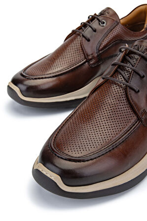 Tamer Tanca Erkek Hakiki Deri Kahverengi Casual Ayakkabı 383 5953 ERK AYK Y24 KAHVE NAPPA