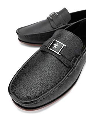 Tamer Tanca Erkek Hakiki Deri Siyah Loafer Ayakkabı 537 3429 ERK AYK Y24 SIYAH FLTR